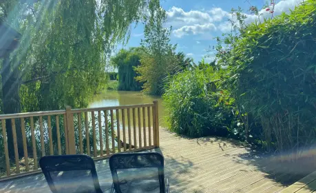 Secluded Fishing on the decking at Willow Lodge, Mill Farm Leisure